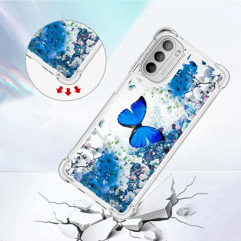 for Moto G 5G 2022 Phone Case with Tempered Glass Screen Protector, Motorola G 5G 2022 Case,Women Girls Glitter Bling Liquid Soft TPU Shockproof S...