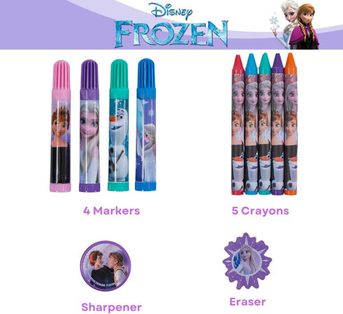 Disney Frozen Kids Coloring Art and Sticker Set, 30 Pcs. School & Craft Supplies with Pencil Case...