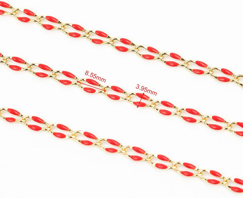 YOUBEIYEE Red Oil Drip Chain for Jewelry Making Gold Plated Brass Chain Roll with Jump Rings and Lobster Clasps Jewelry Supplies...