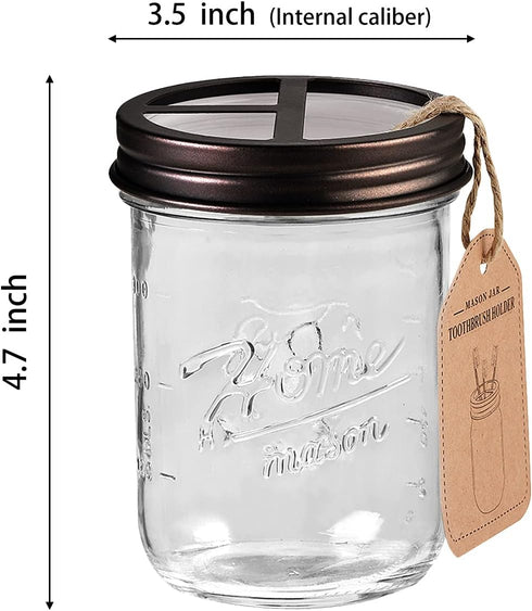 SheeChung Mason Jar Toothbrush Holders, Bathroom Accessories, Bathroom Essentials, Bathroom Organizers and Storage, Bathroom Countertop Organizer,...