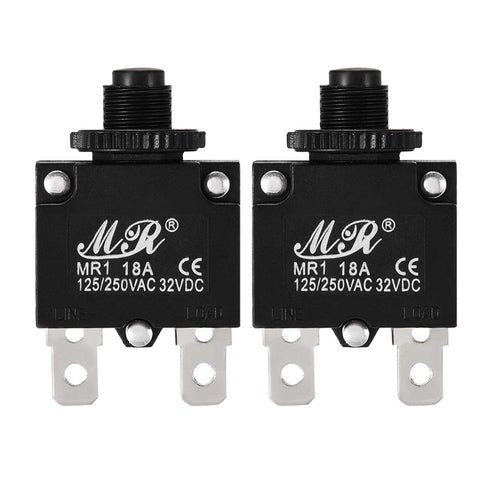 uxcell 2Pcs Thermal Overload Protector AC 125/250V 18A Push Button Reset Circuit Breaker...