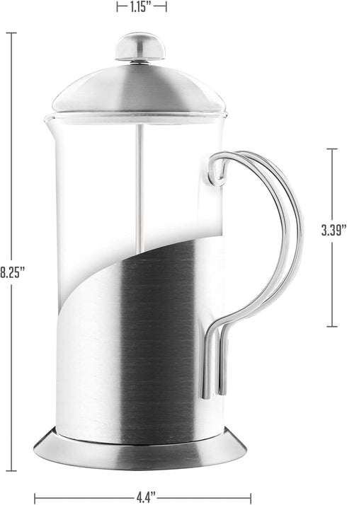 OVENTE 20 Ounce French Press Coffee Maker and Tea Infuser with 4 Level Stainless Steel Filter System, Borosilicate Heat Resistant Glass Carafe wit...