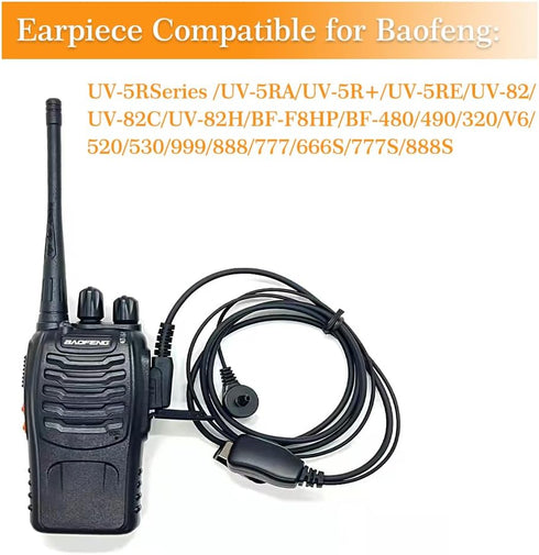 Walkie Talkies Earpieces(2 Packs) with Mic 2 Pin Covert Air Acoustic Tube Headset for Baofeng UV-5R BF-888S BF-F8HP Retevis H-777 Kenwood Pxton Pu...