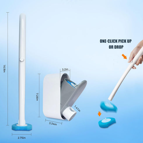 2Pack Disposable Toilet Brush and Holder with 16 Toilet Bowl Wand Refills Loaded Scrubbing solution for Toilet Cleaning, Bathroom Cleaning Supplie...