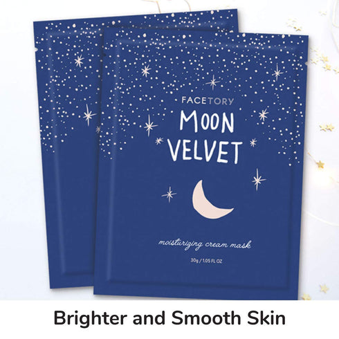 FACETORY Moon Velvet Moisturizing Cream with Jojoba Oil Sheet Mask - Moisturizing, Brightening, and Anti-Aging (Pack of 5)...