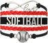 Softball Charm Bracelet (Black/Red) Bracelets, Adjustable Bracelet with Softball Charm. Braided Bracelets for Softball Players, Softball Team, and...