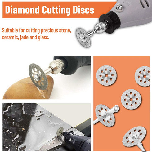 Cutting Wheel Set 46Pcs for Rotary Tool, HSS Cutting Wheels 6Pcs, Diamond Cutting Discs 10 Pcs and Resin Circular Saw Blades 30Pcs with 1/8" Shank...