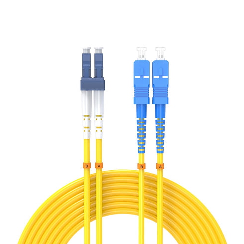 7.5Meters 25ft LC/UPC-SC/UPC Single-Mode Fiber Optic Cable LC to SC OS2 Jumper Optical Patch Cord Duplex 9/125um Yellow LC-SC...