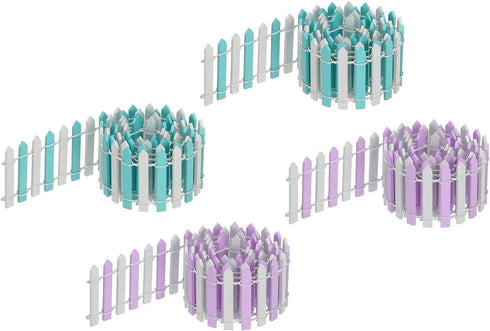 MECCANIXITY 4pcs 35 Inch Miniature Garden Fence, Mini Ornament Wood Picket Fence Decorative for Dollhouse Home DIY Crafts, Light Blue White, Light...
