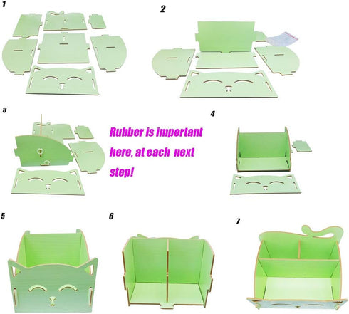DIY Cat Storage Artwork Cosmetic Collection Pen Pencil Holder Organizer Desk Sorter Green...