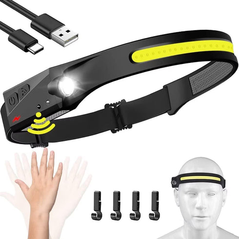 Headlamp Rechargeable, 230° Wide Beam Head Lamp LED with Motion Sensor for Adults - Camping Accessories Gear, Waterproof Head Light Flashlight for...