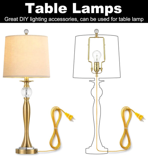 Qc Lamp Harp Kit for Lamp Socket Replacement and Rewire, Lamp Parts for Repair Table and Floor Lamps, Brass Finish Table Lamp Wiring Kit, DIY Lamp...