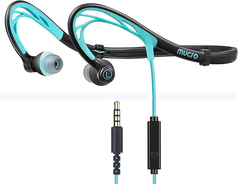 Mucro Sport Earbuds Wired Neckband Headphone Over The Ear Wrap Around Earphones Foldable Stereo Ear Buds for Night Running Gym Workout...