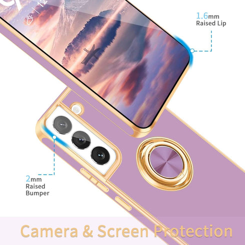 Fingic Samsung Galaxy S22 Case, Galaxy S22 Case with 360° Ring Holder Slim Kickstand Magnetic Support Car Mount Women Girls Soft TPU Protective Ph...