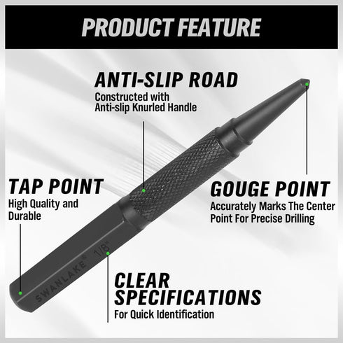 SWANLAKE 4-Piece Nail Setter Punch and Center Punch Set...