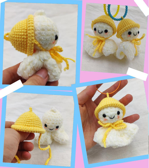 Crochet Octopus Rear View Mirror Hanging Accessories Hand Knitted Crochet Octopus Car Hanging Ornament Pendant Interior Rearview Mirror Decoration...
