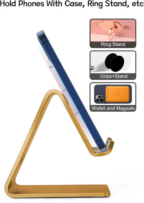 Desk Cell Phone Stand Phone Holder - Aluminum Phone Cradle Dock for iPhone 14 13 12 pro 11 X Xs max 8 7 6 6s Plus SE 5 5s SE Samsung, All Smart Ph...