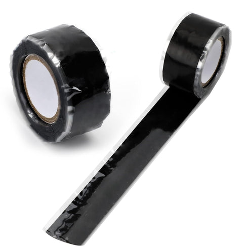 2 Rolls 1" X 10 Ft Grip Silicone Tape, Black Waterproof Self Fusing Silicone Tape for Electrical Wires, Plumbing Repair, Data Line, Bike Handles, ...