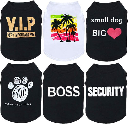 6 Packs Dog Clothes for Small Medium Dog Boy Summer Shirt for Chihuahua Yorkies Male Pet Outfits Cat Clothing Black Vest Apparel...