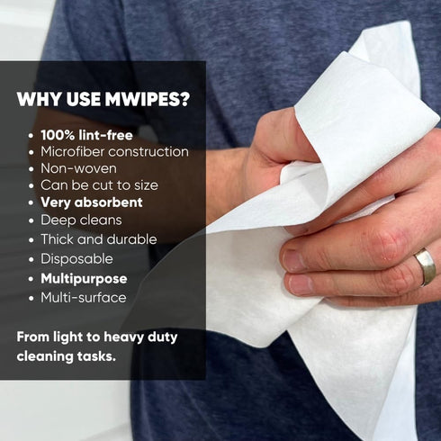 Mwipes Lint Free Cloth - 12" x 12" 50 Pack, Highly Absorbent Disposable Microfiber Cleaning Cloths for Industrial, Medical, Staining, Cast Iron, W...