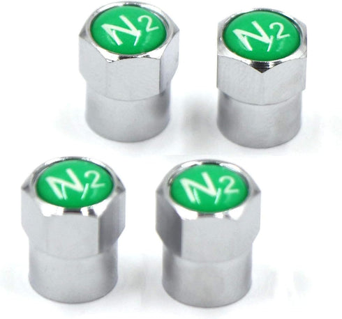 Chrome Plated Brass Valve Stem Caps N2 Nitrogen Sign Logo on The Top, 4 pcs Pack...