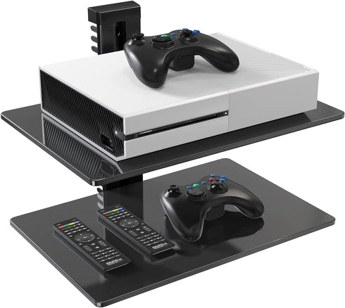 PERLESMITH Floating AV Shelf Double Wall Mount TV Shelf - Holds up to 17.6lbs - DVD DVR Component - Perfect for Xbox, Projector, WiFi Router, Game...