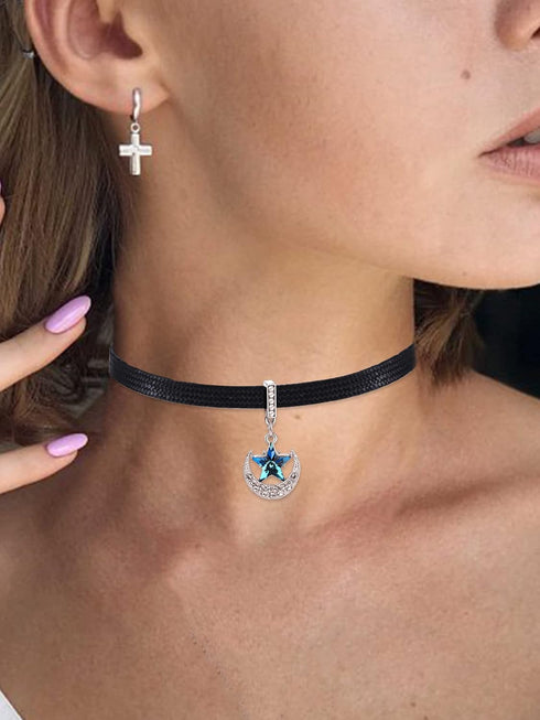 choice of all Black Choker Necklace for Women Black Velvet Pendant Choker Adjustable Black Collar Choker...