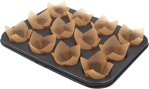 180 Pieces of Tulip Baking Paper Cups Cupcake Muffin Liners Pans Wrappers in 3 Colors, White, Natural, Brown...