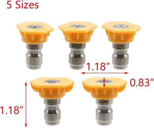 T Tulead High Pressure Washer Nozzle Yellow Power Washer Spray Nozzle Tips 15 Degree,1mm,1.2mm,1.4mm,1.6mm,2mm...