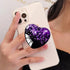 Expandiing Moblile Cell Phone Grip Heart Shape Glass Holder for Smartphones, Cellphone Collapsible Stand? Black Purple...
