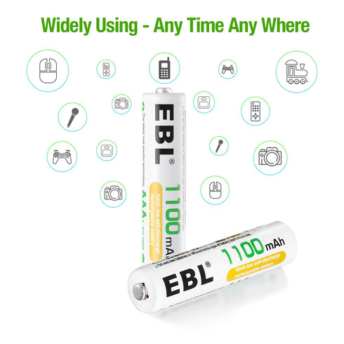EBL Rechargeable AAA Batteries 1100mAh Ni-MH AAA Rechargeable Batteries 12 Pack...