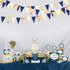 30Ft Navy Blue Gold and Beige Party Decorations Royal Blue Gold Triangle Flag Pennant Banner Bunting for Graduation Birthday Wedding Bridal Shower...
