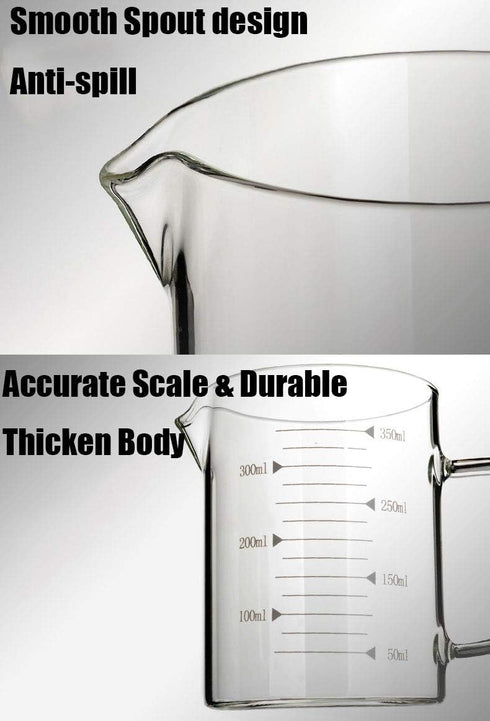 DEVILMAYCARE Glass Beaker with Handle and Lid, Measuring Cup for Easy Visibility, Baking, Cooking, Pouring Liquid 12 Oz (350ML)...