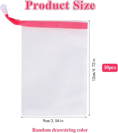 10PCS Random Color Soap Bags Handmade Soap Bubble Mesh Bags Exfoliating Soap Saver Pouch Net Bags with Drawstring Body Facial Cleaning Tool for Ba...