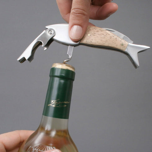 Kikkerland Lightwood Fish Corkscrew...