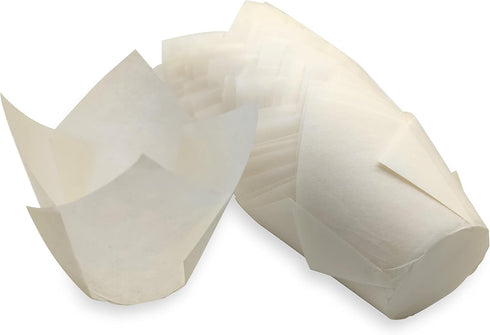 Standard Tulip Baking Cups, Unbleached Greaseproof Muffin Cupcake Liners, 50-count (White)...