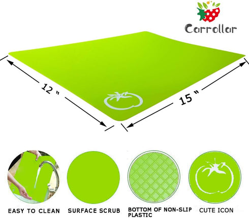 8pcs Flexible Plastic Cutting Board Mats, 2 Pack Colored Mats With Food Icons, Gripped Back, Cutting board Set of 4 (2)...