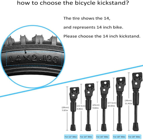 Bike Kickstand for 12 14 16 18 20 Kids Bike Stand Bicycle Support Rack (For 14" bike)...