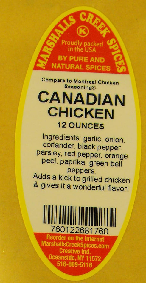 Marshalls Creek Spices CANADIAN CHICKEN NO SALT (COMPARE TO MONTREAL SEASONING ®) 12 ounce ECO Friendly Kraft Stand-up Pouch...