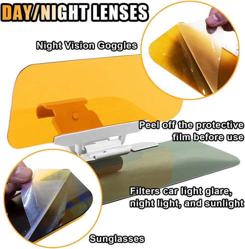 Day and Night Anti-Glare Polarized Car Sun Visor Extender, 2 in 1 Safety Driving Sunshade Mirror Car Anti-Dazzle Sun Blocker Protect from Glare/UV...