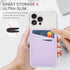 Phone Wallet Stick On, Leather Phone Card Holder, Credit Card Holder for Phone Case Compatible with iPhone, Samsung and Android - White, Purple...
