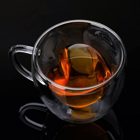 Heart Shaped Double Walled Insulated Glass Coffee Mugs or Aesthetic Tea Cups, Double Wall Glass 8 oz, Clear...