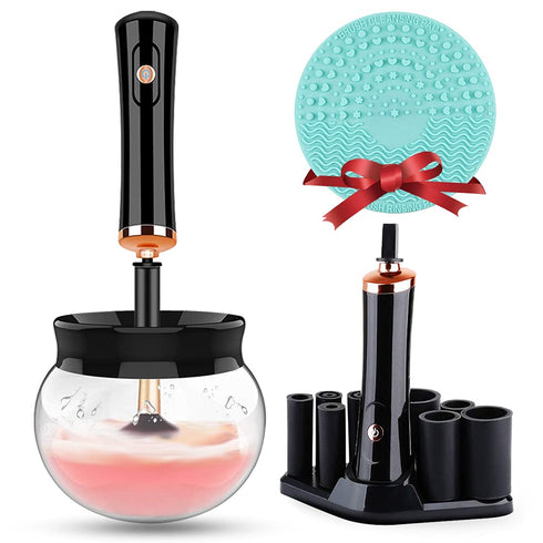 Premium Makeup Brush Cleaner and Dryer Machine Hangsun Electric Cosmetic Make Up Brushes Set Cleaning Tool with 8 Size Rubber Collars Wash and Dry...