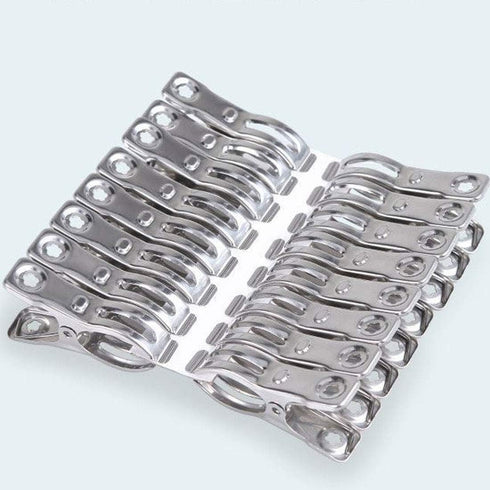 Clothes Pins 32 Pcs Metal Beach Chair Towel Clips,Heavy Duty Stainless Steel Clothespin, Row Cover Clips,Garden Clips,Greenhouse Clamps...