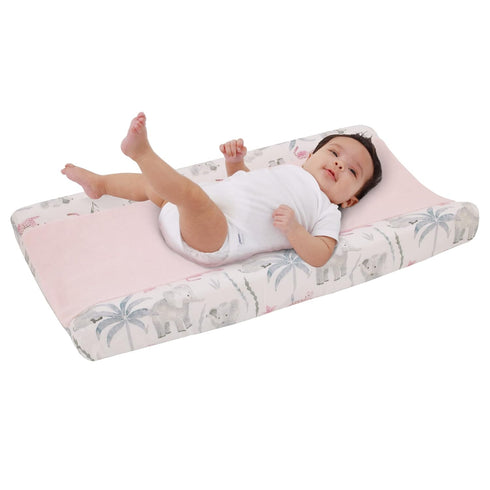 NoJo Tropical Princess Elephant/Jungle Super Soft Pink Changing Pad Cover...