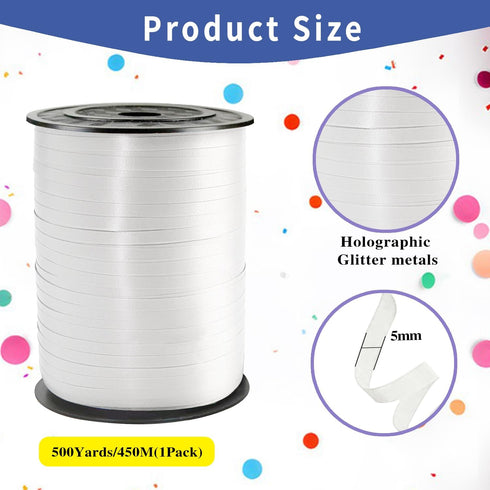 500 Yard White Curling Ribbon, White Ribbon, Curling Ribbon ?for Birthday Party Festival Decoration Balloon Ribbon, Balloon String, Thin Ribbon,Cu...