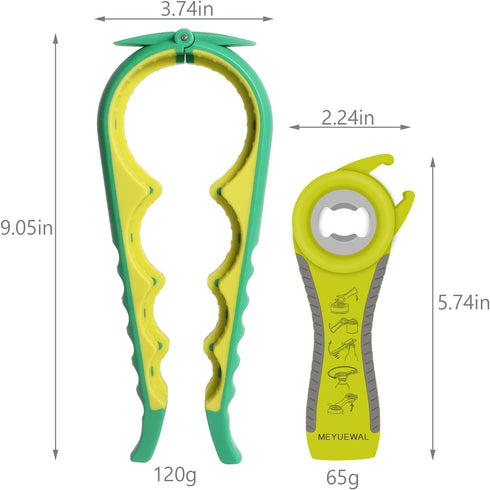 Jar Opener Bottle Opener for Weak Hands, 5-in-1 Multi-Functional Can Opener Bottle Opener Kit with Silicone Handle, Easy to Use for Children, Elde...