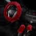 Car Steering Wheel Cover with Handbrake Cover & Gear Shift Cover Cxtiy Fashion Steering Wheel Wrap Fluffy Soft and Warm in Winter Diameter 14.96" ...