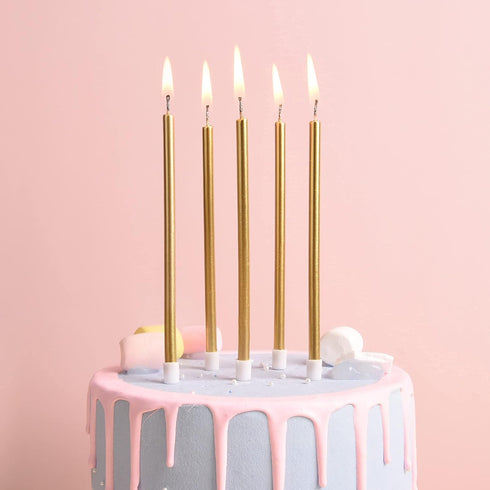PHD CAKE Gold Long Thin Metallic Birthday Candles, Cake Candles, Birthday Parties, Wedding Decorations, Party Candles, Cake Decorations...