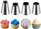 Suuker extra large piping tips set (F02 F06 9FT R22L), stainless steel round piping tip,large star square wide jumbo piping tips,eclair churro mer...
